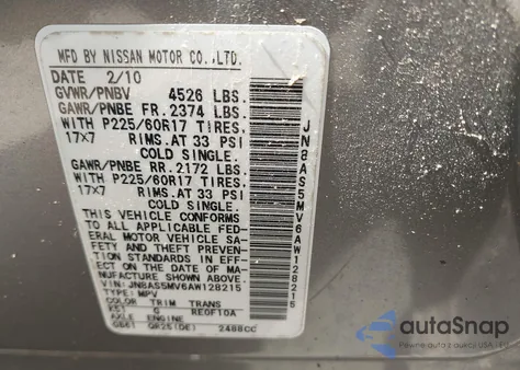 2010 Nissan Rogue Sl from USA, damaged, VIN JN8AS5MV6AW128215